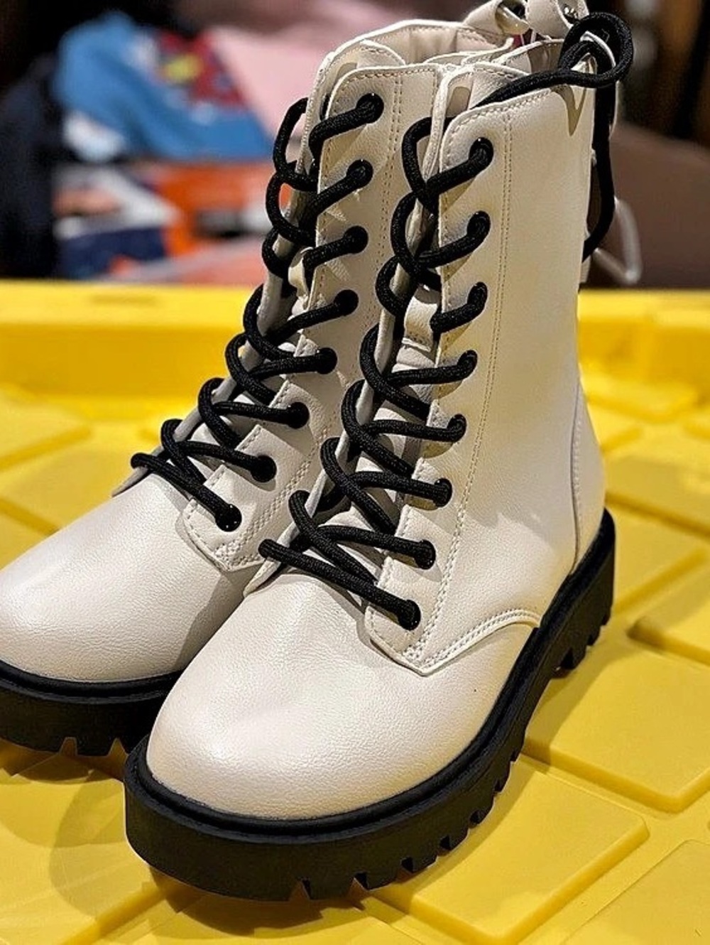 Art class Combat Boots Girls White & Black NWT